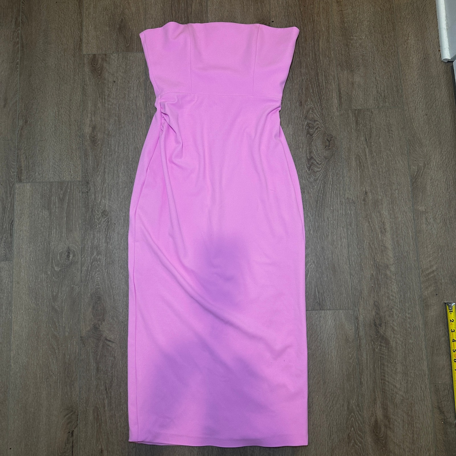 Effie Kats Sierra Pink Strapless Ruched Midi Dress Nwt Large Cocktail Formal — image 3 of 8